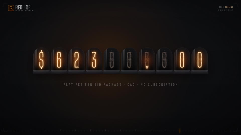Nixie tubes counting a dollar figure for the flat fee